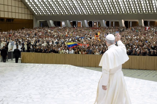 Pope Leo calls for day of prayer and fasting for peace Pope Leo XIV greets pilgrims in the Paul VI Audience Hall during the general audience on Wednesday, Aug. 20, 2025, at the Vatican. Credit: Vatican Media